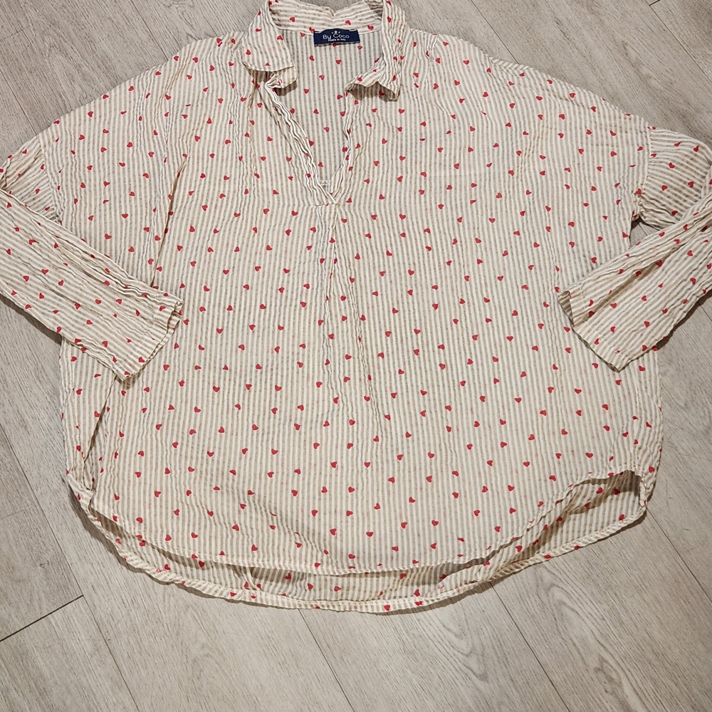 By Coco Made In Italy Striped Heart Shirt. Valentines. Basic, Casual Wear